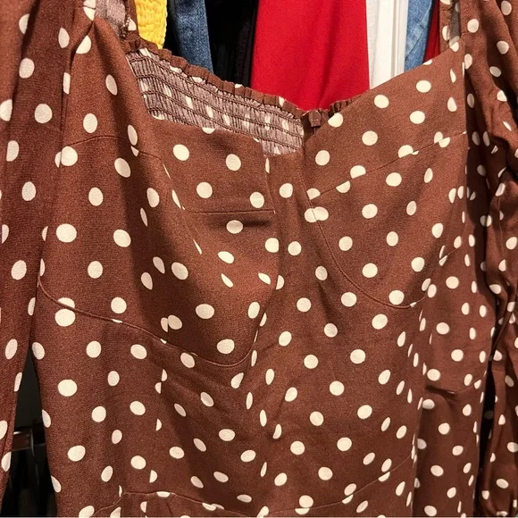 Reformation Brown Polka Dot Women's Dress - Picture 5 of 10